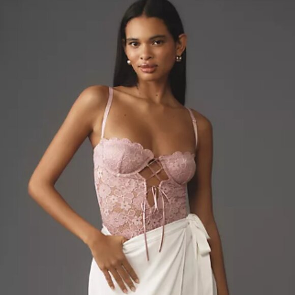 Brand New By Anthropologie Lace-Up Bodysuit - Picture 7 of 9